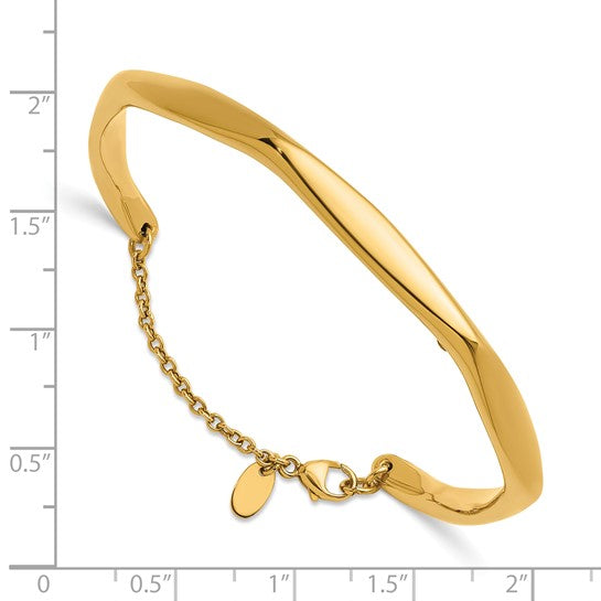 Herco 14K Polished Fancy with Safety Chain Cuff Bracelet