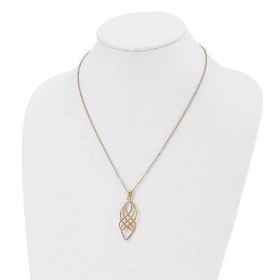 Chisel Stainless Steel Polished Yellow IP-plated Twisted Pendant on a 20 inch Cable Chain with a 2 inch Extension Necklace
