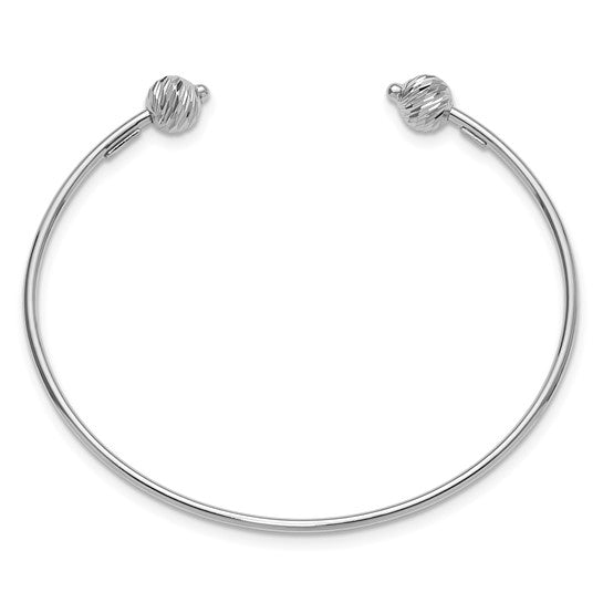 Leslie's 14K White Gold Polished with D/C Beads Cuff Bangle