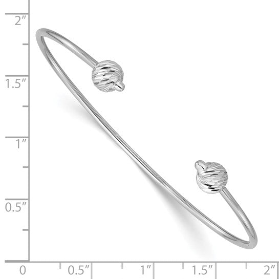 Leslie's 14K White Gold Polished with D/C Beads Cuff Bangle