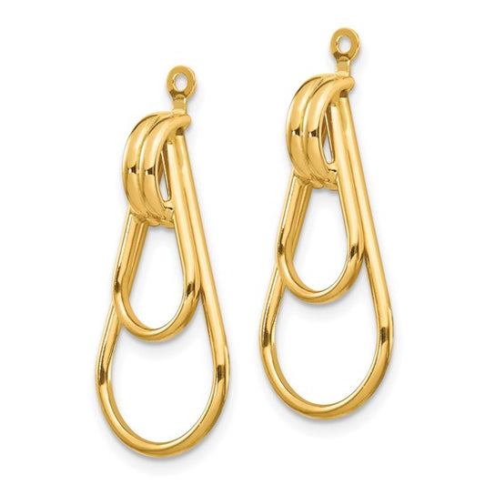 14k Polished Double Teardrop Door knocker Earring Jackets