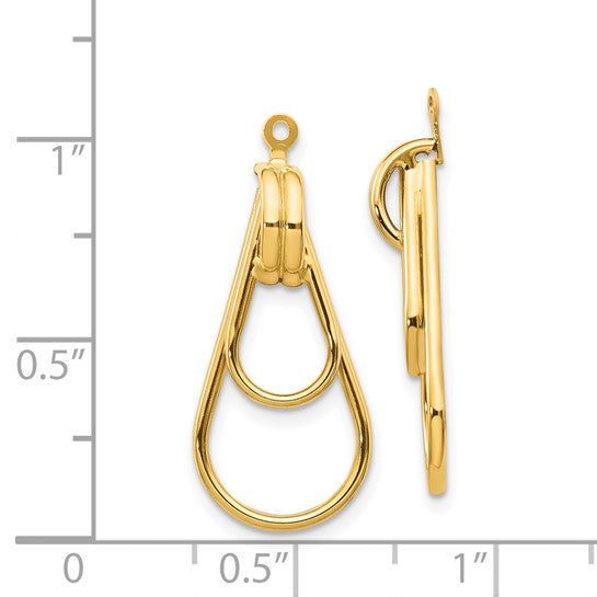 14k Polished Double Teardrop Door knocker Earring Jackets