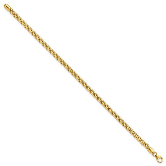 14k Polished 4mm Fancy Wheat Link 7.5 inch Bracelet