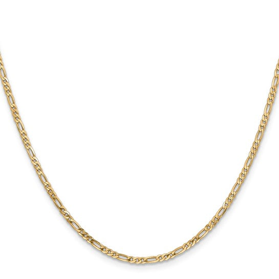 14k Yellow Gold Flat Figaro Chain