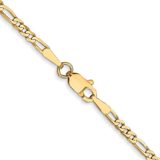 14k Yellow Gold Flat Figaro Chain