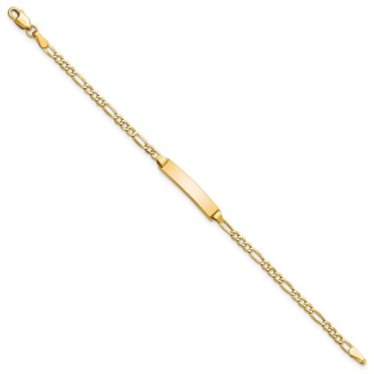 14k Polished Semi-Solid Chain/Solid Plate Figaro Link 23x4.5mm Plate 5.5 inch Baby/Child Bracelet