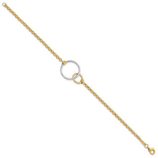 Leslie's 10k Two-tone Polished interlocking Circles Link Bracelet