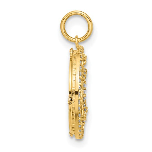 10K Polished CZ and Mother of Pearl Sun Moon and Starts Disc Charm