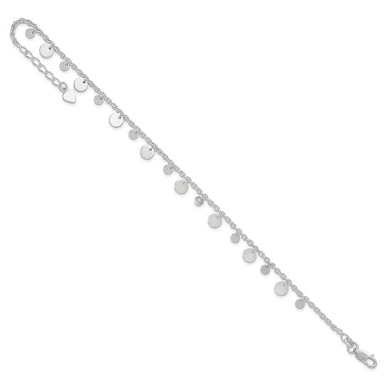 Sterling Silver Circle Disc 9 inch Anklet