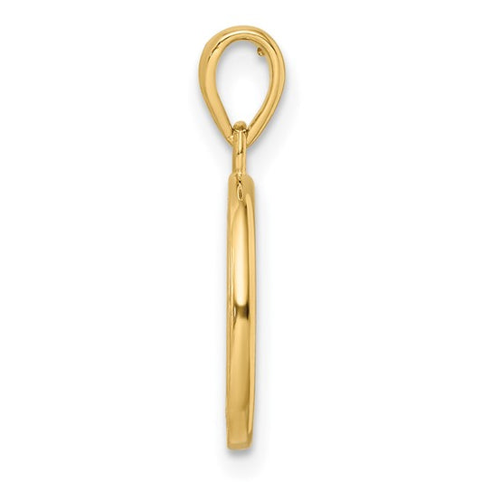 14k Polished Tree of Life Circle Pendant