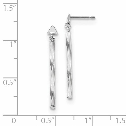 14k White Gold Polished Twisted Dangle Tube Earrings