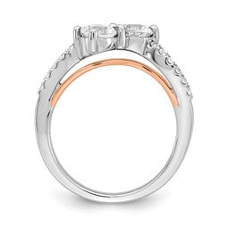 14k White Gold Semi-mount Two-stone Diamond Engagement Ring