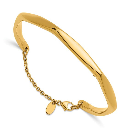 Herco 14K Polished Fancy with Safety Chain Cuff Bracelet