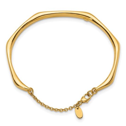 Herco 14K Polished Fancy with Safety Chain Cuff Bracelet
