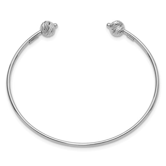 Leslie's 14K White Gold Polished with D/C Beads Cuff Bangle