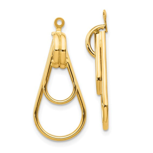 14k Polished Double Teardrop Door knocker Earring Jackets