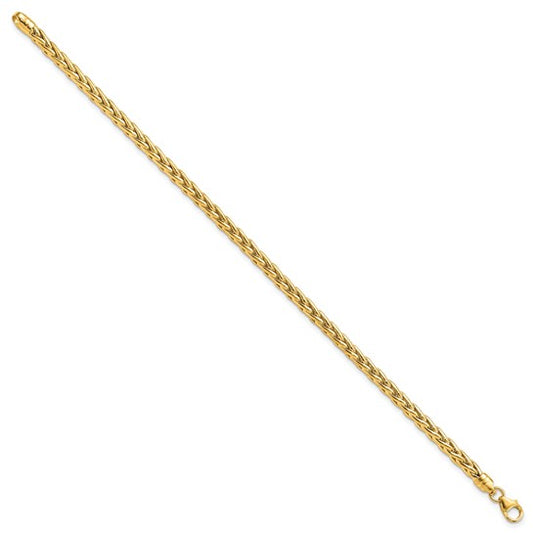 14k Polished 4mm Fancy Wheat Link 7.5 inch Bracelet