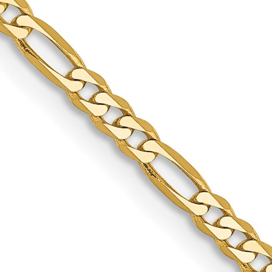 14k Yellow Gold Flat Figaro Chain
