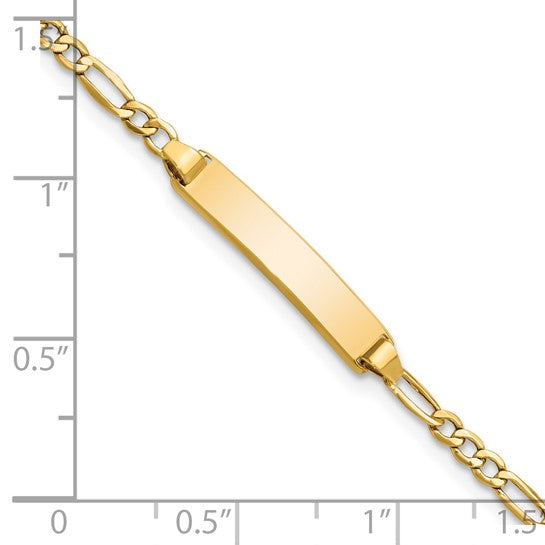 14k Polished Semi-Solid Chain/Solid Plate Figaro Link 23x4.5mm Plate 5.5 inch Baby/Child Bracelet