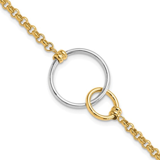 Leslie's 10k Two-tone Polished interlocking Circles Link Bracelet