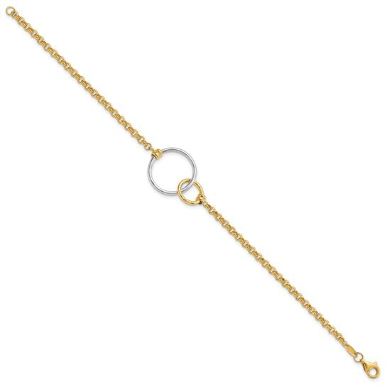 Leslie's 10k Two-tone Polished interlocking Circles Link Bracelet