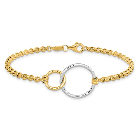 Leslie's 10k Two-tone Polished interlocking Circles Link Bracelet