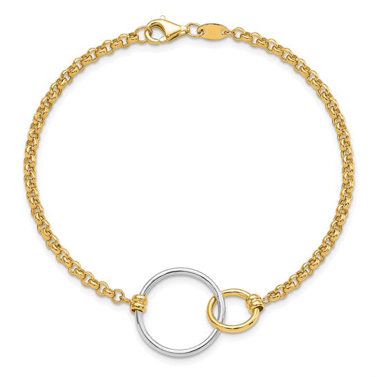 Leslie's 10k Two-tone Polished interlocking Circles Link Bracelet