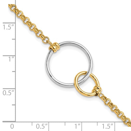 Leslie's 10k Two-tone Polished interlocking Circles Link Bracelet