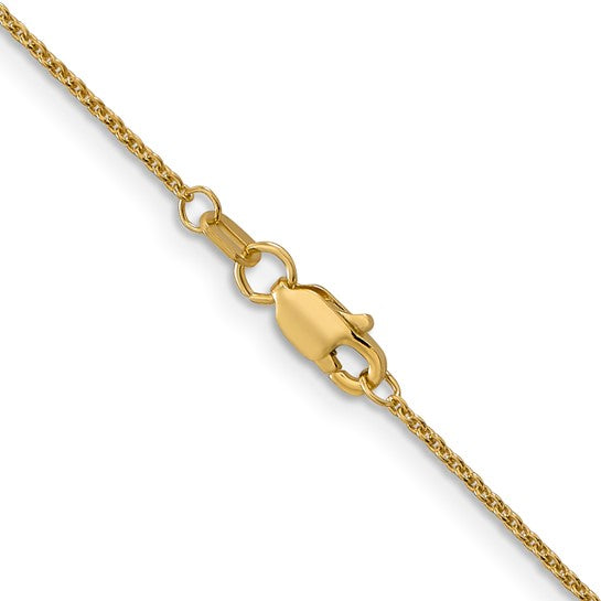 14K 16 inch 1mm Round Open Link Cable with Lobster Clasp Chain