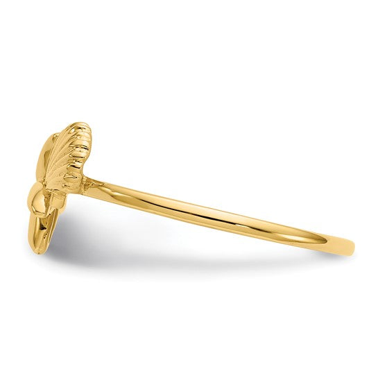 14k Polished Shell and Starfish Ring