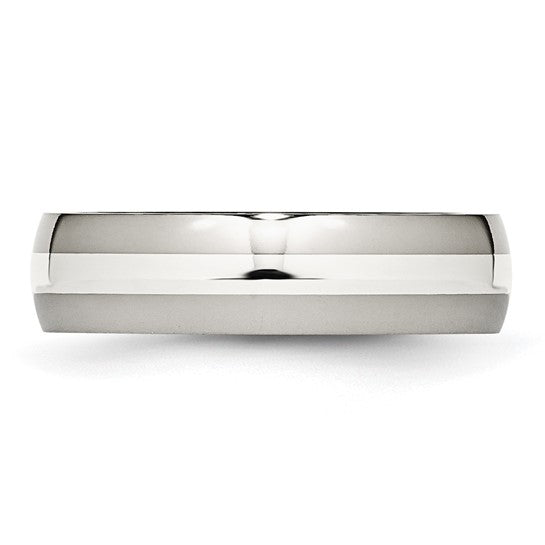 Stainless Steel with Sterling Silver Inlay Polished Band