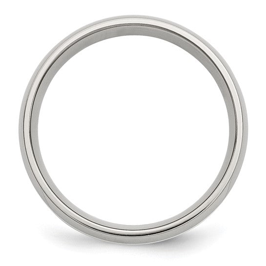 Stainless Steel with Sterling Silver Inlay Polished Band