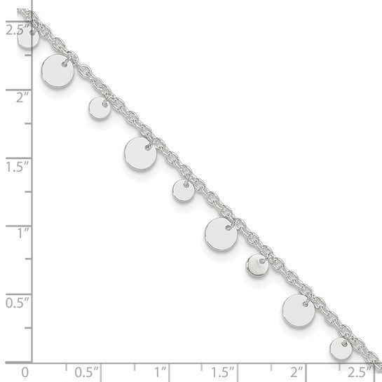 Sterling Silver Circle Disc 9 inch Anklet