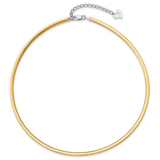 Sterling Silver Gold-plated 3mm Reversible with 2in ext Cubetto Chain