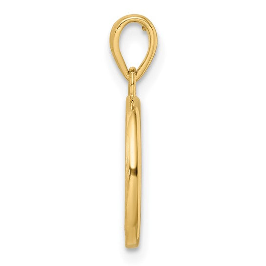 14k Polished Tree of Life Circle Pendant